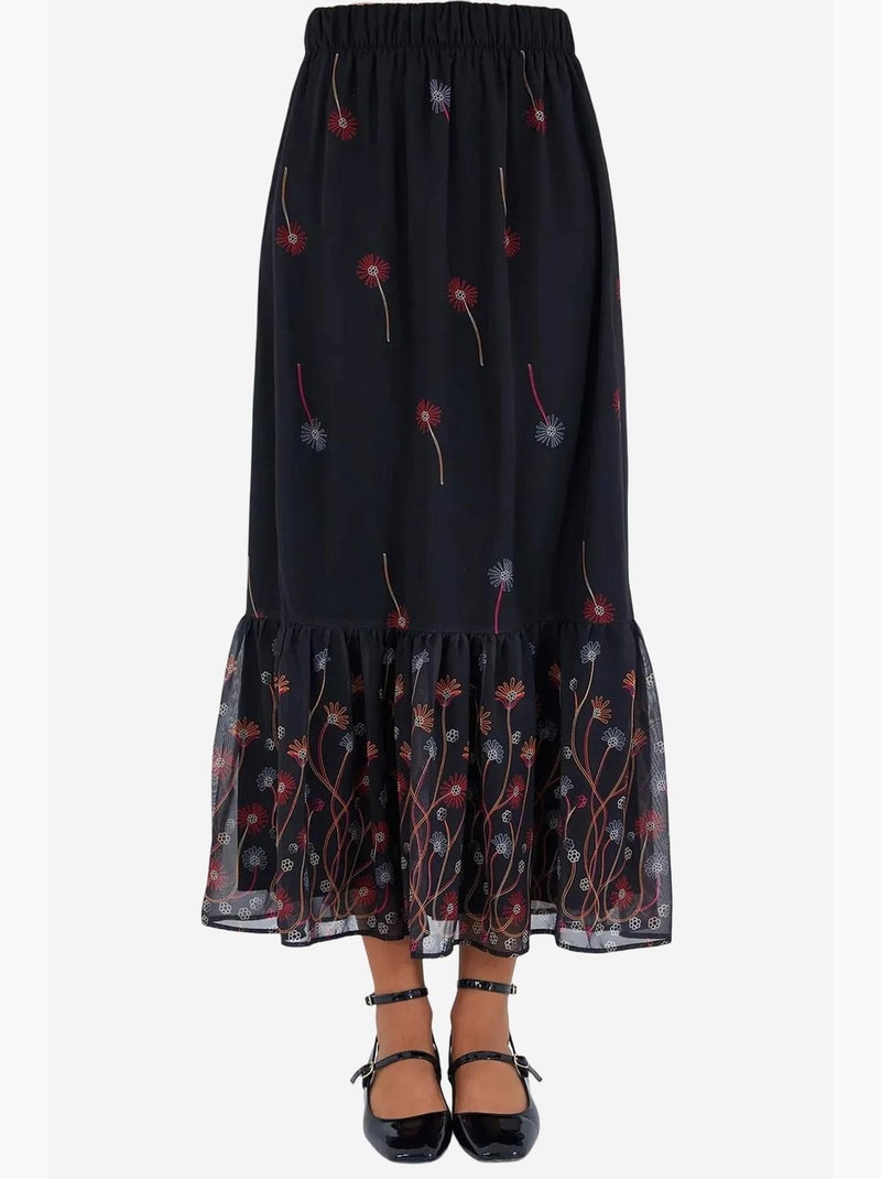 Gonna lunga con stampa floreale bdart Nero Arancione - Kiabi