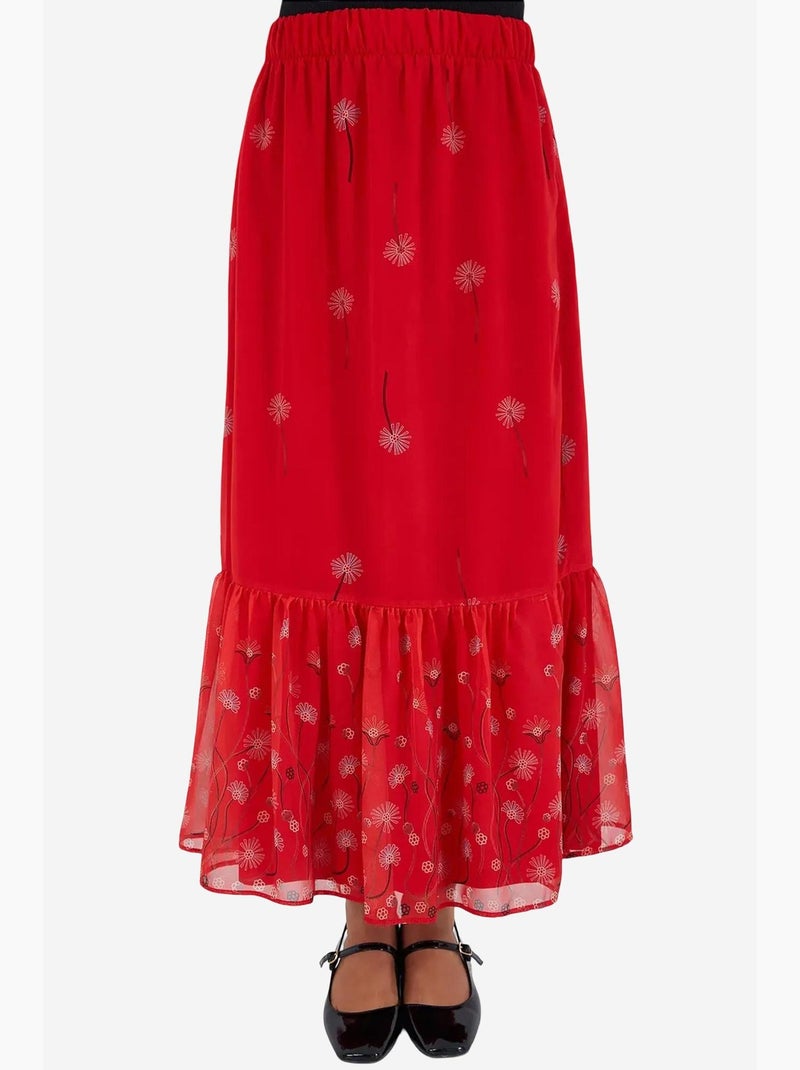 Gonna lunga con stampa floreale bdart Rosso cashmere - Kiabi