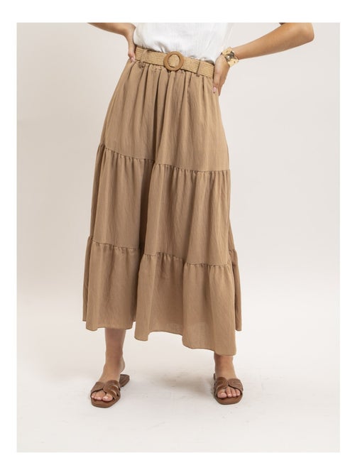 Gonna lunga con volant e cintura XEPOLA - Kiabi