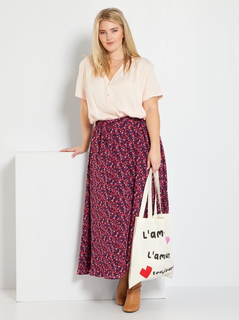 Gonna lunga floreale ROSA - Kiabi