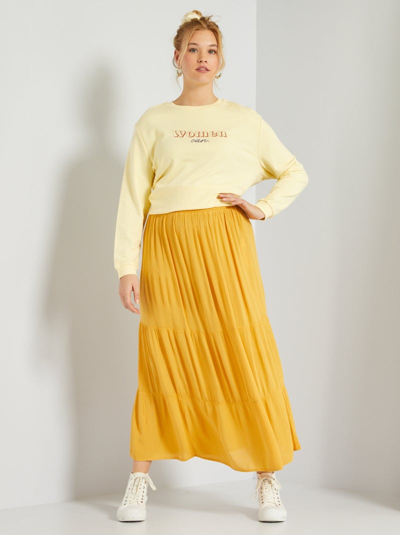Gonna lunga in crepon GIALLO - Kiabi