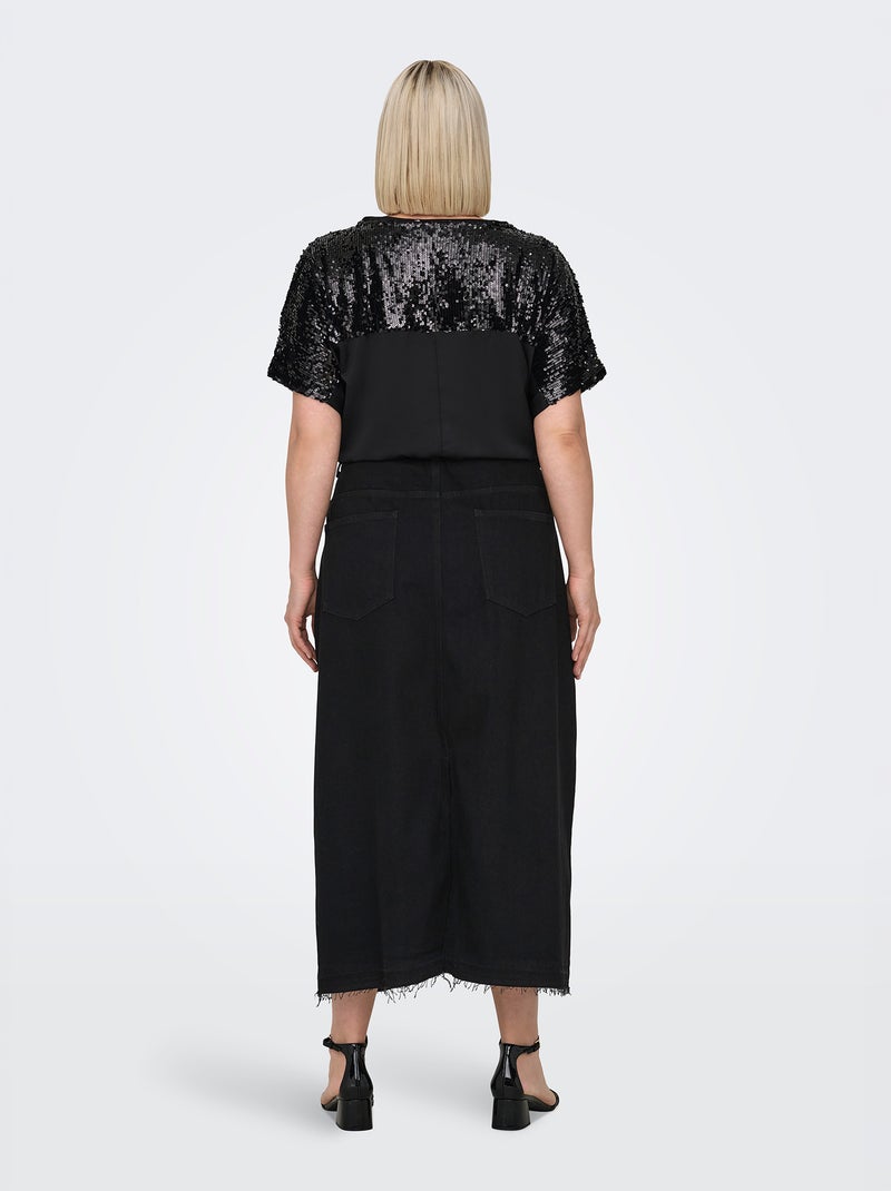 Gonna lunga in denim - 'Only Carmakoma' NERO - Kiabi