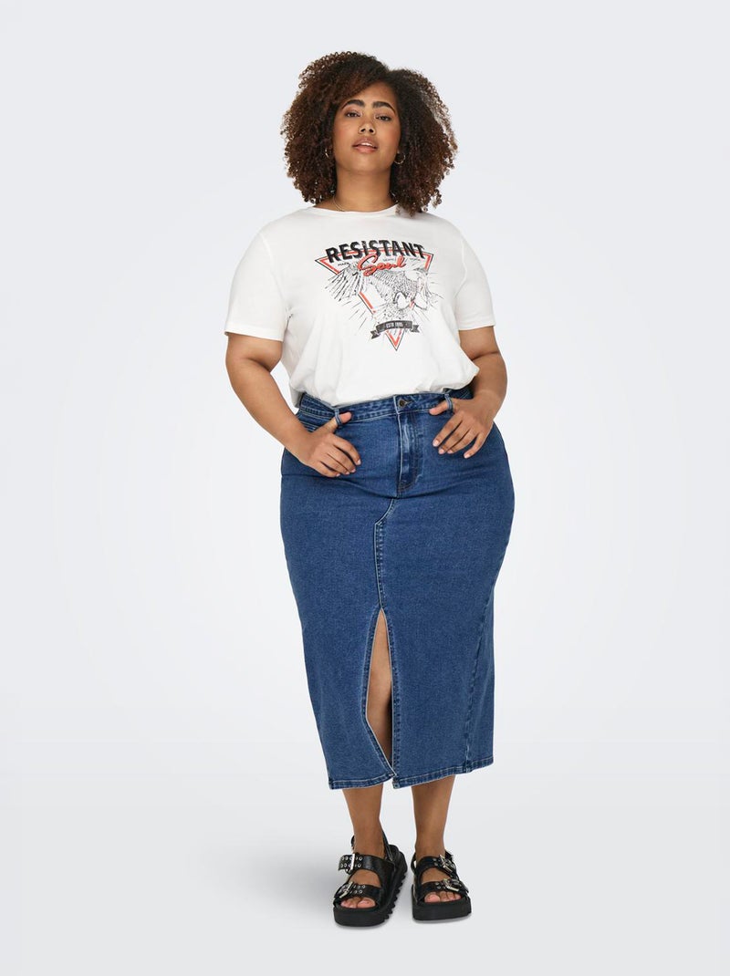 Gonna lunga in denim 'Only Carmakoma' BLU - Kiabi