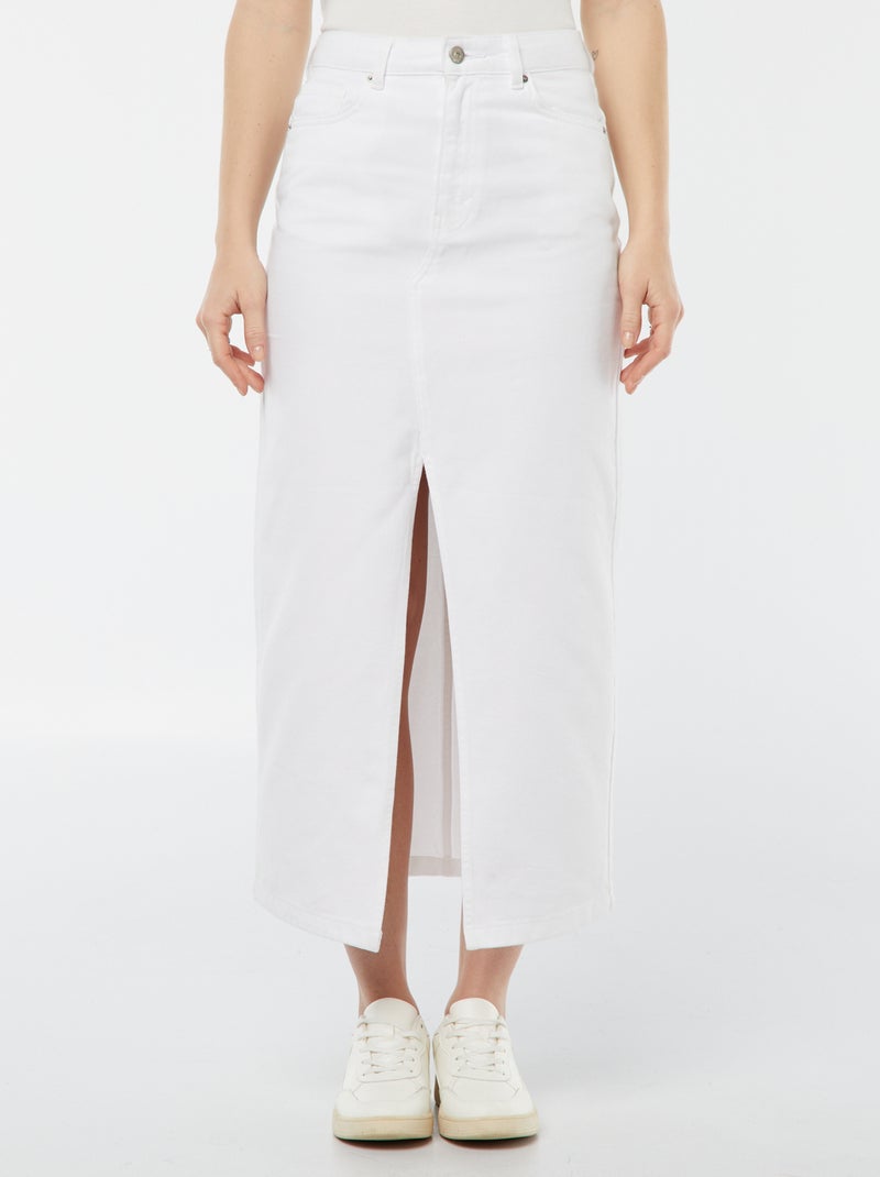 Gonna lunga in jeans Bianco - Kiabi