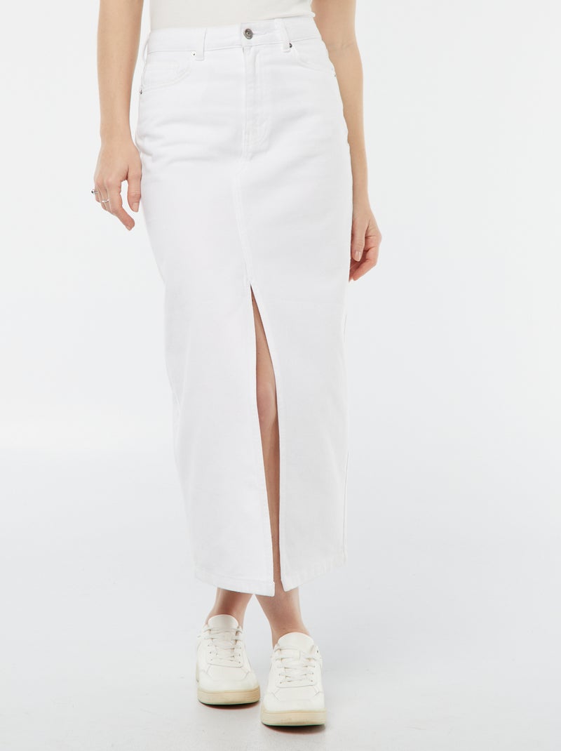 Gonna lunga in jeans Bianco - Kiabi