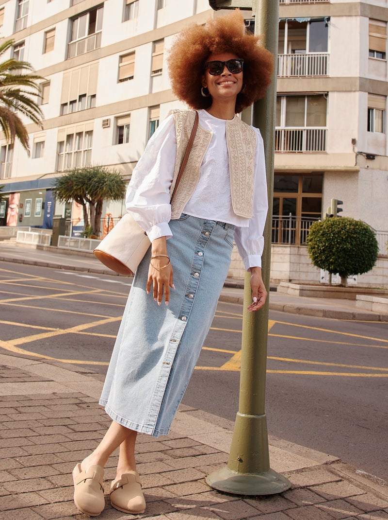 Gonna lunga in jeans BLU - Kiabi
