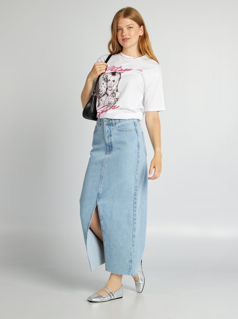Gonna lunga in jeans con spacco BLU - Kiabi
