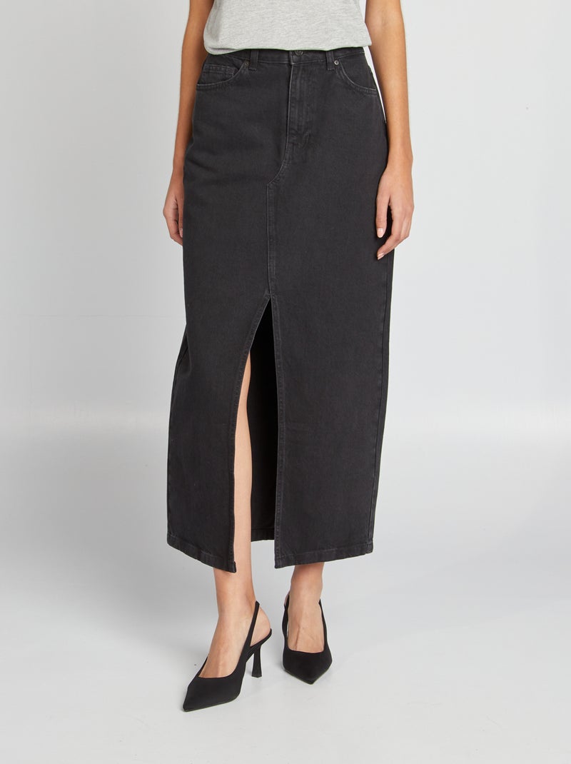 Gonna lunga in jeans GRIGIO - Kiabi