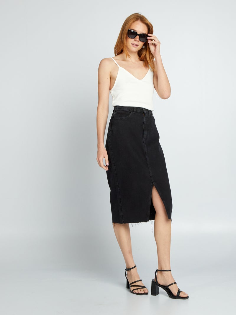 Gonna lunga in jeans NERO - Kiabi