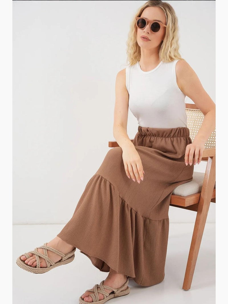 Gonna lunga in maglia bdart Cammello - Kiabi