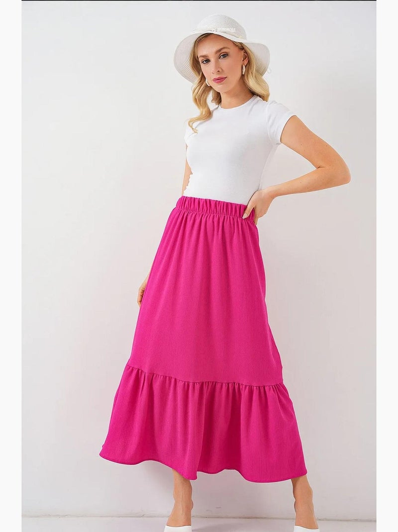 Gonna lunga in maglia bdart Rosa fucsia - Kiabi