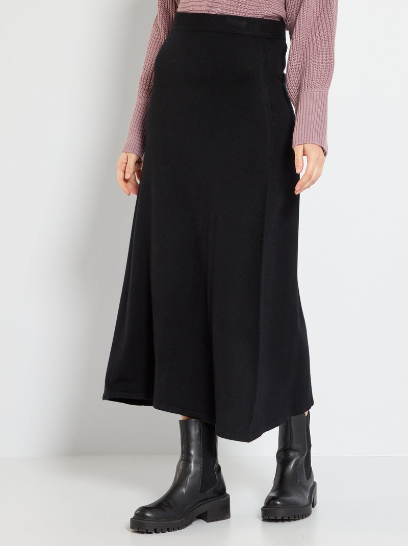 Gonna lunga in maglia NERO - Kiabi