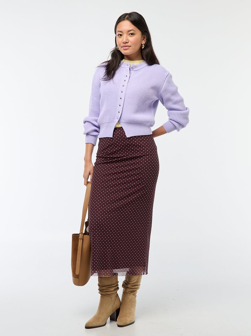 Gonna lunga in mesh a pois Marrone - Kiabi