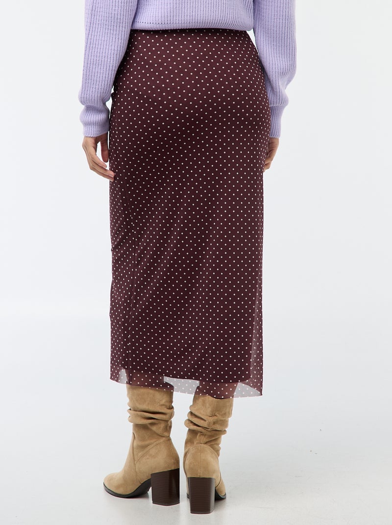 Gonna lunga in mesh a pois Marrone - Kiabi