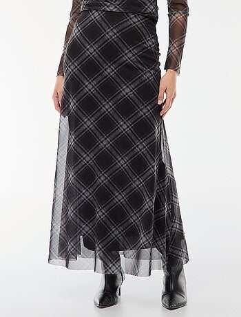 Gonna lunga in mesh a quadri