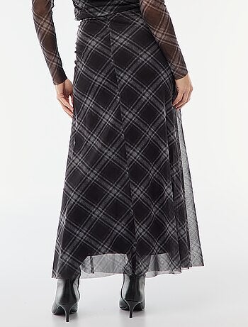 Gonna lunga in mesh a quadri