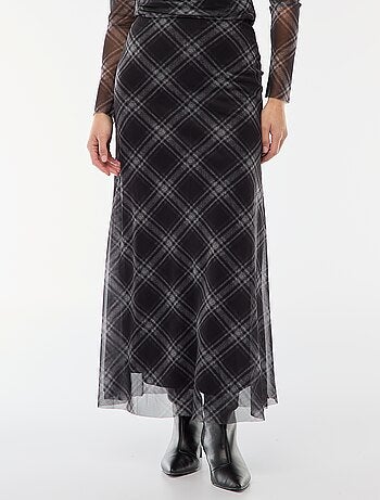 Gonna lunga in mesh a quadri