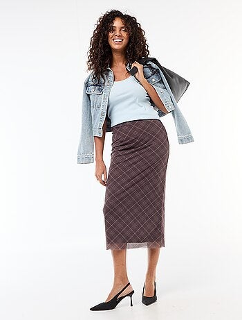 Gonna lunga in mesh a pois