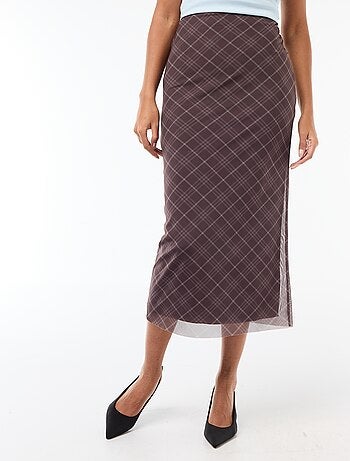 Gonna lunga in mesh a pois