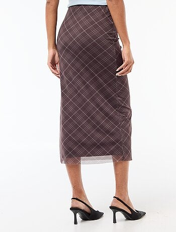 Gonna lunga in mesh a pois