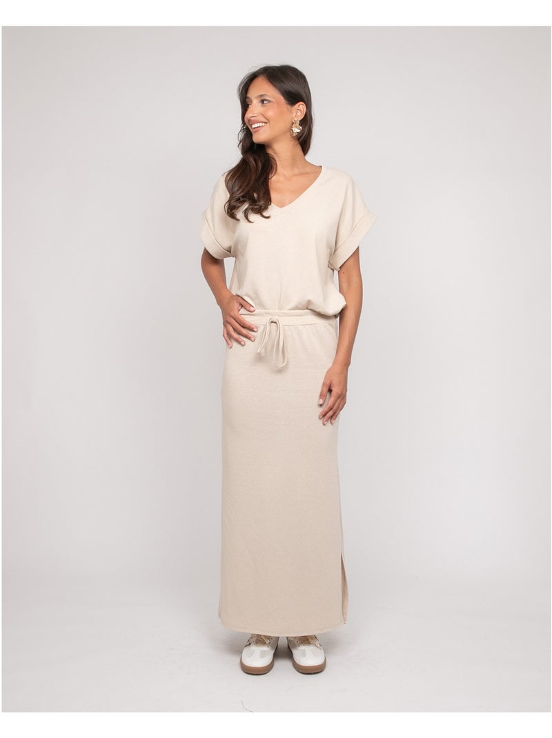 Gonna lunga in pile XIVELA Beige - Kiabi