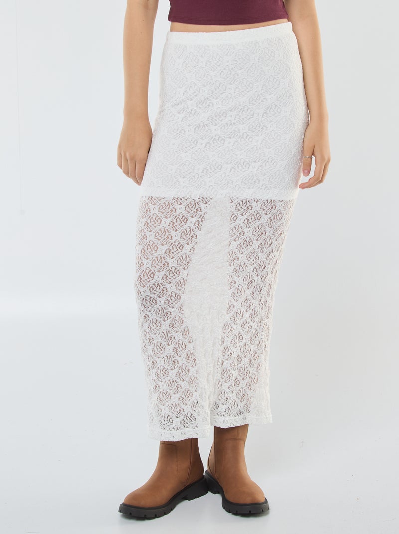 Gonna lunga in pizzo Bianco - Kiabi