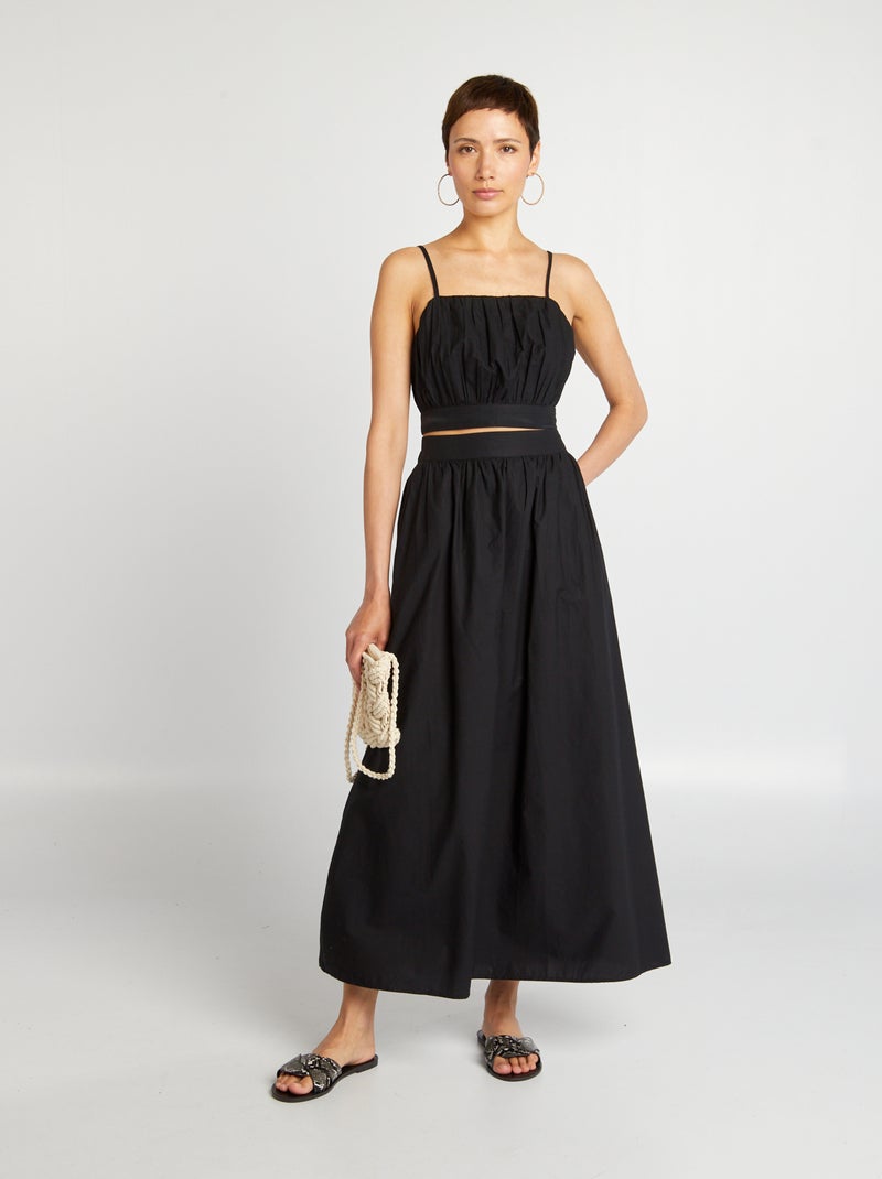 Gonna lunga in popeline nero - Kiabi