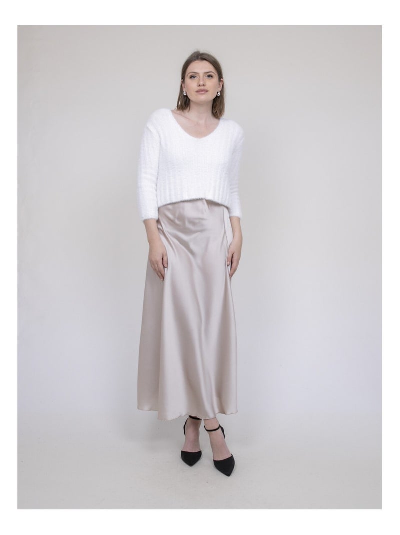 Gonna lunga in satin XALPA Beige - Kiabi