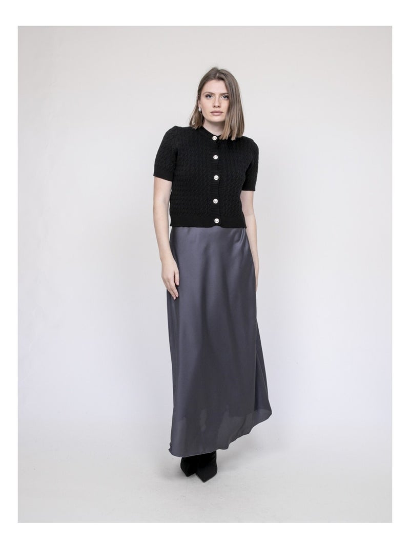 Gonna lunga in satin XALPA Grigio - Kiabi