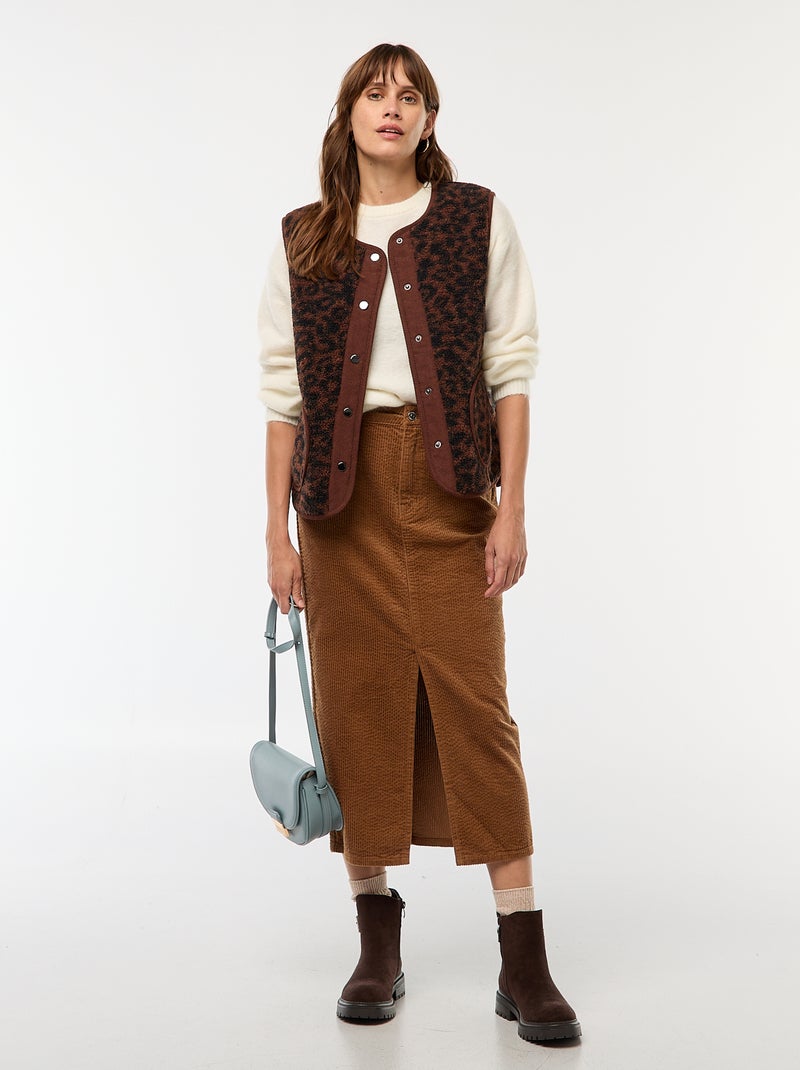 Gonna lunga in velluto a coste Beige - Kiabi