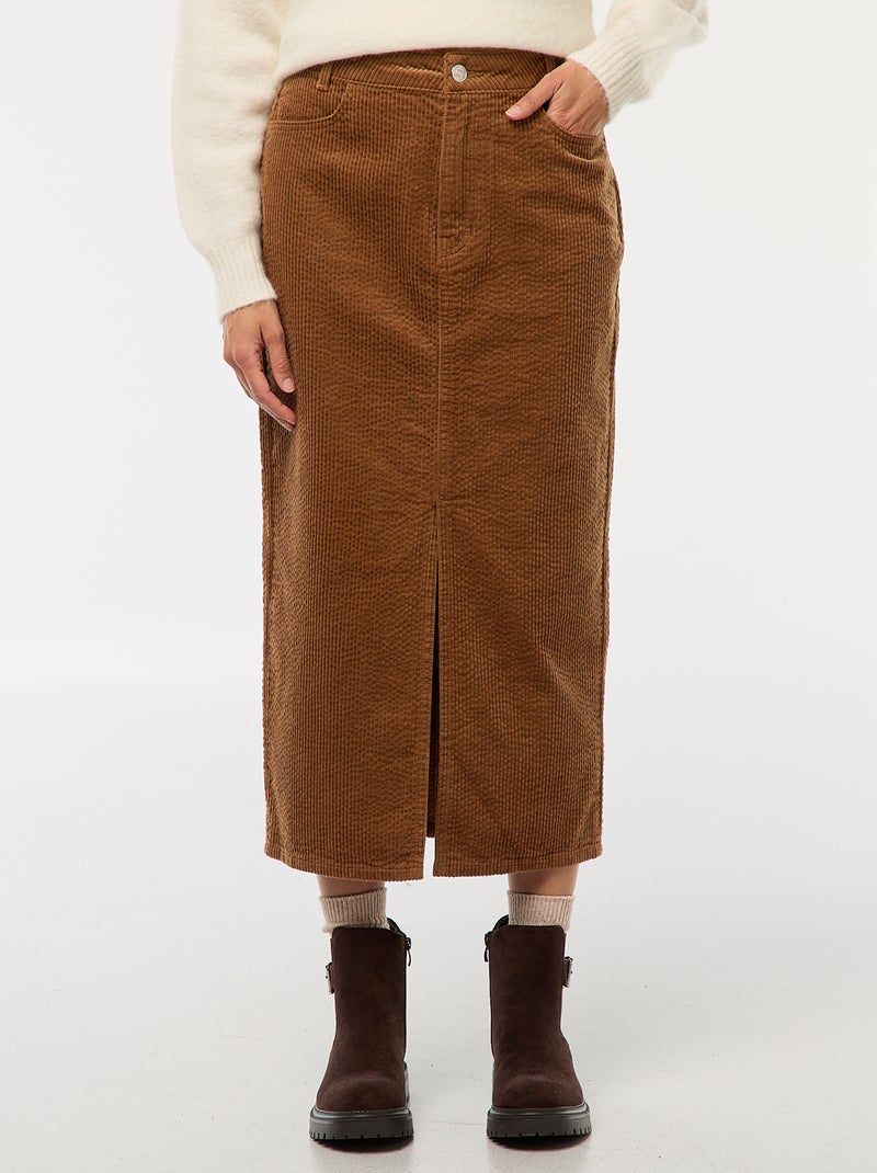 Gonna lunga in velluto a coste Beige - Kiabi