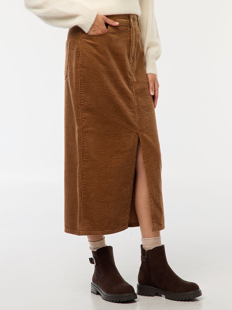 Gonna lunga in velluto a coste Beige - Kiabi