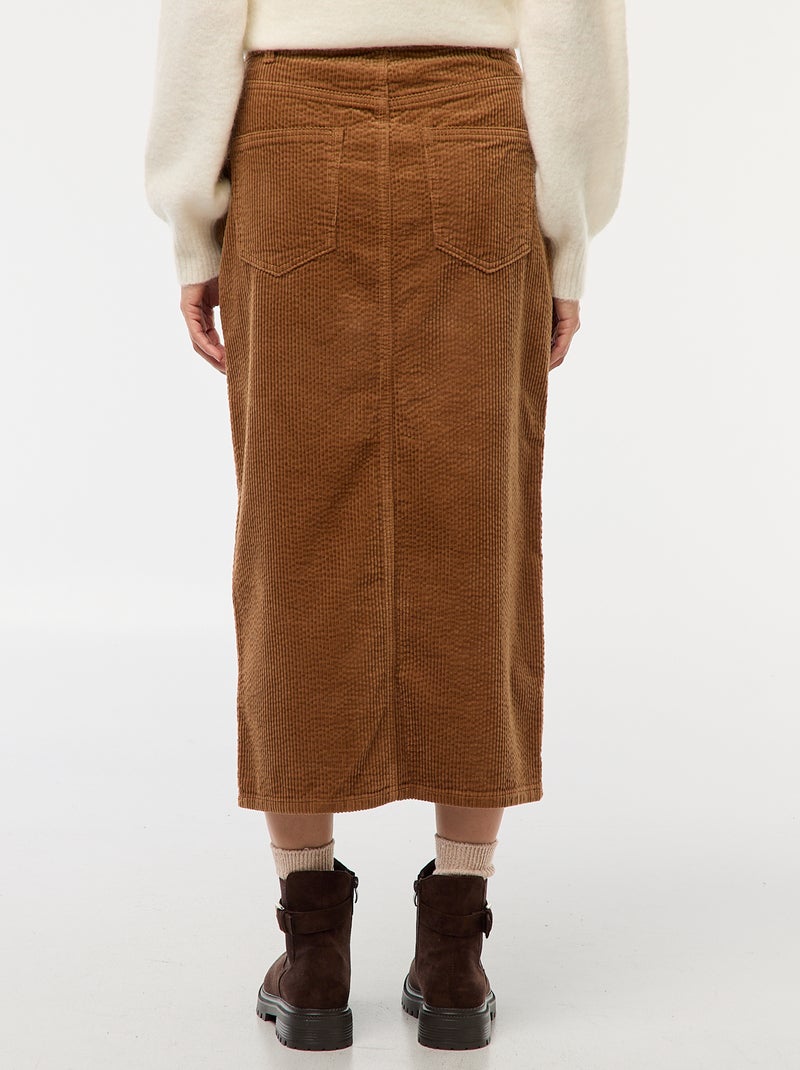 Gonna lunga in velluto a coste Beige - Kiabi