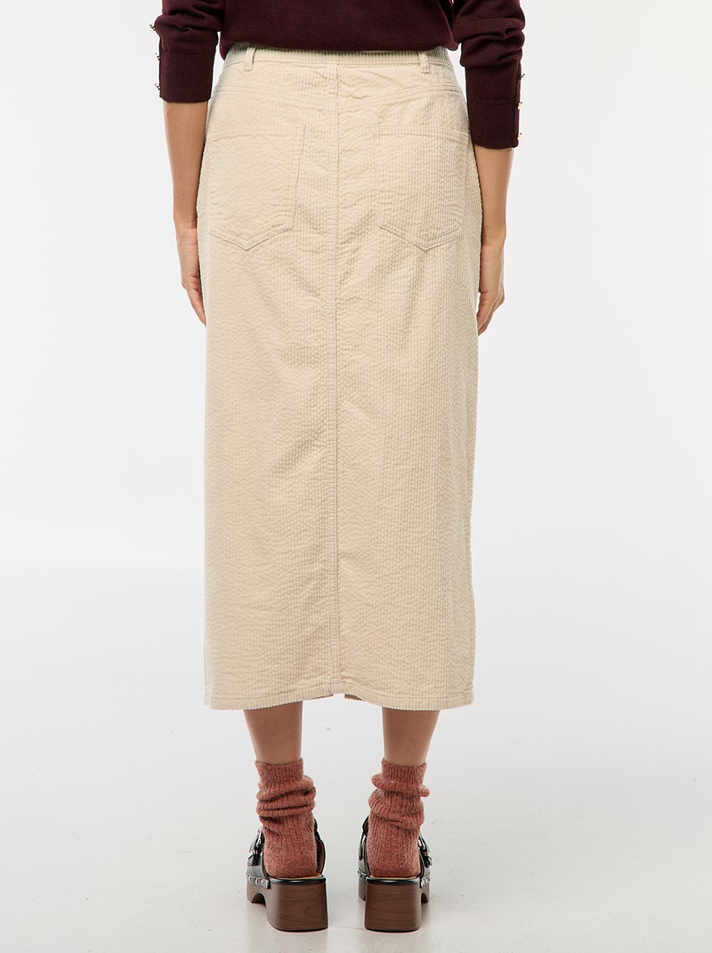 Gonna lunga in velluto a coste Bianco - Kiabi