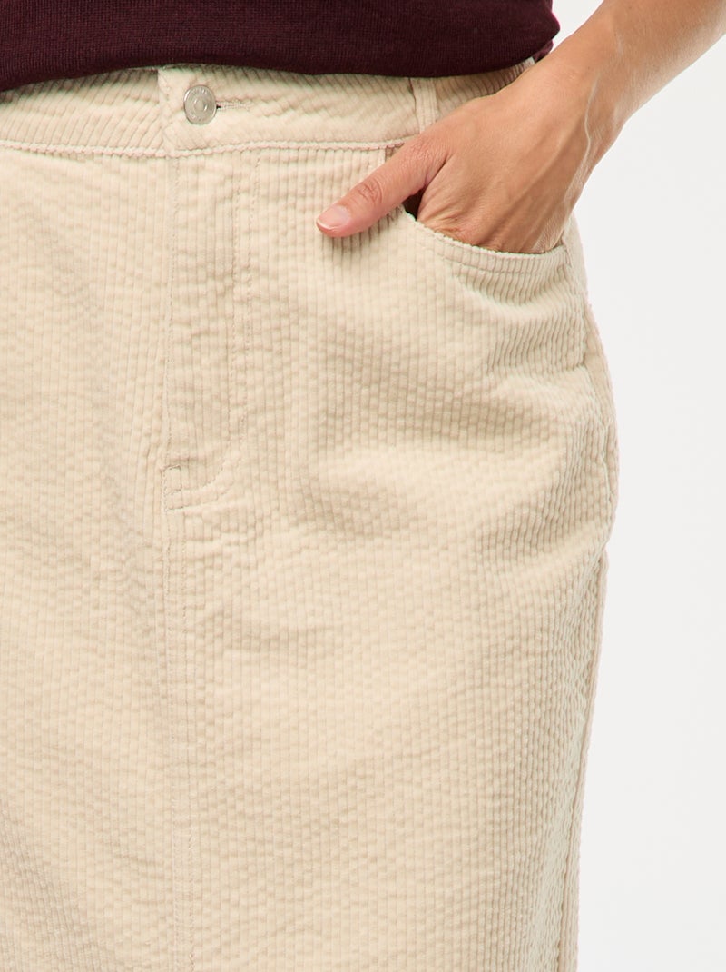 Gonna lunga in velluto a coste Bianco - Kiabi