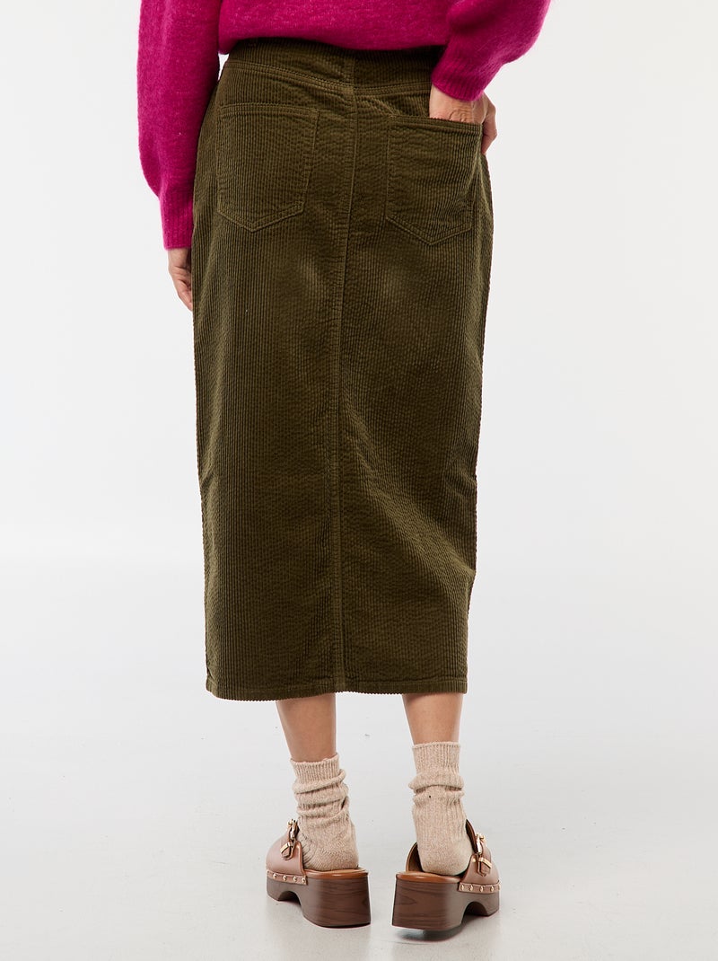 Gonna lunga in velluto a coste Verde - Kiabi