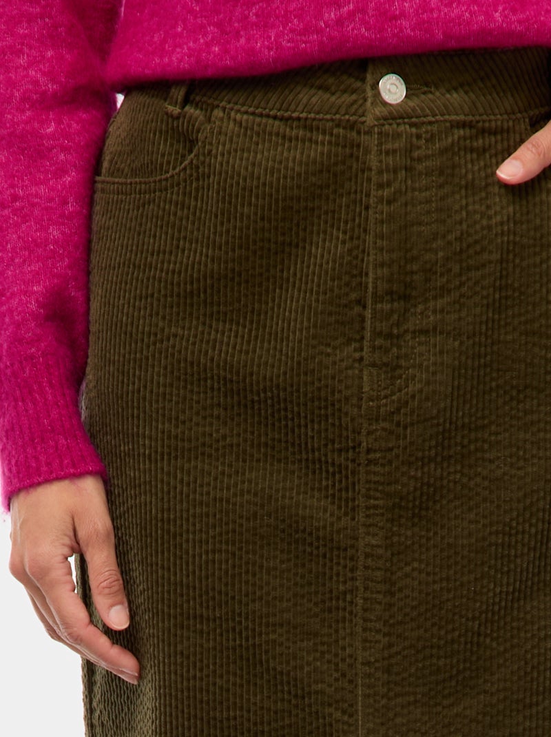 Gonna lunga in velluto a coste Verde - Kiabi