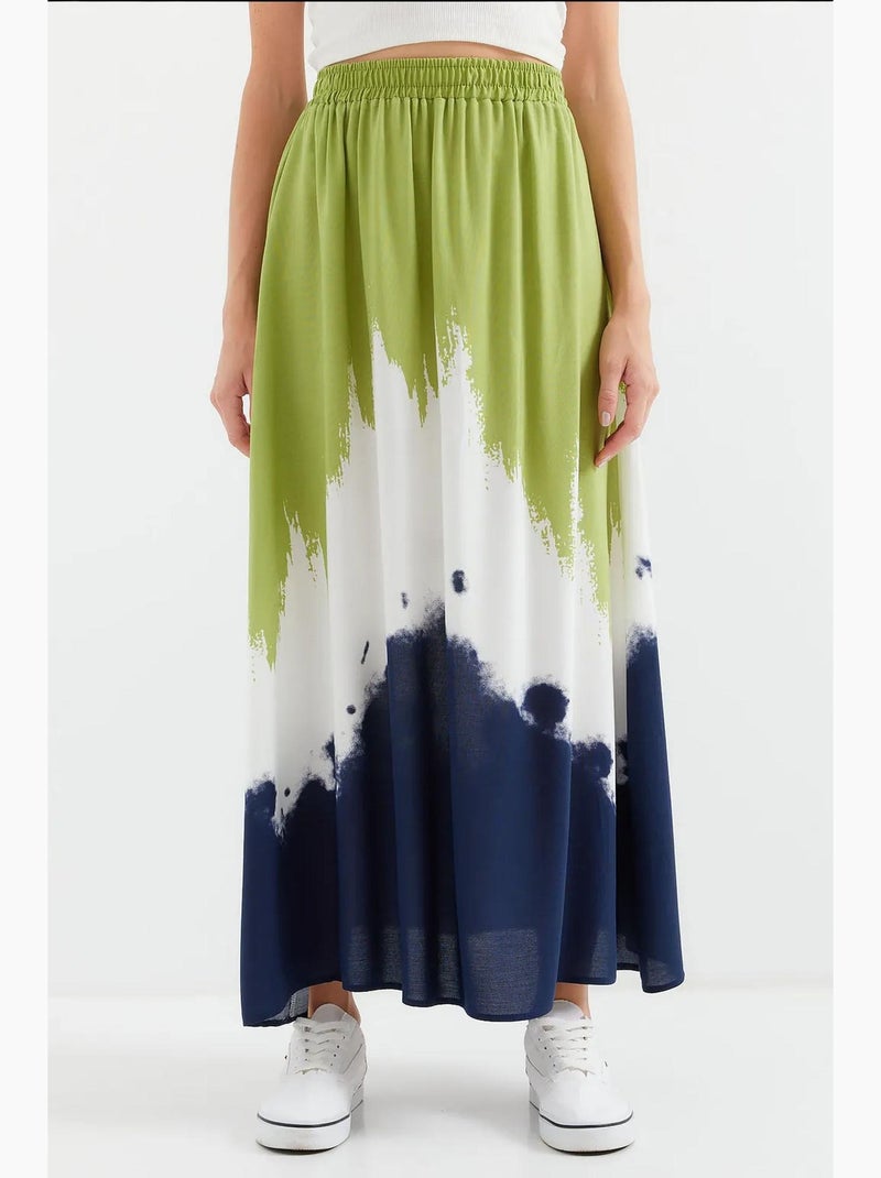 Gonna lunga in viscosa a fantasia bdart Verde - Kiabi