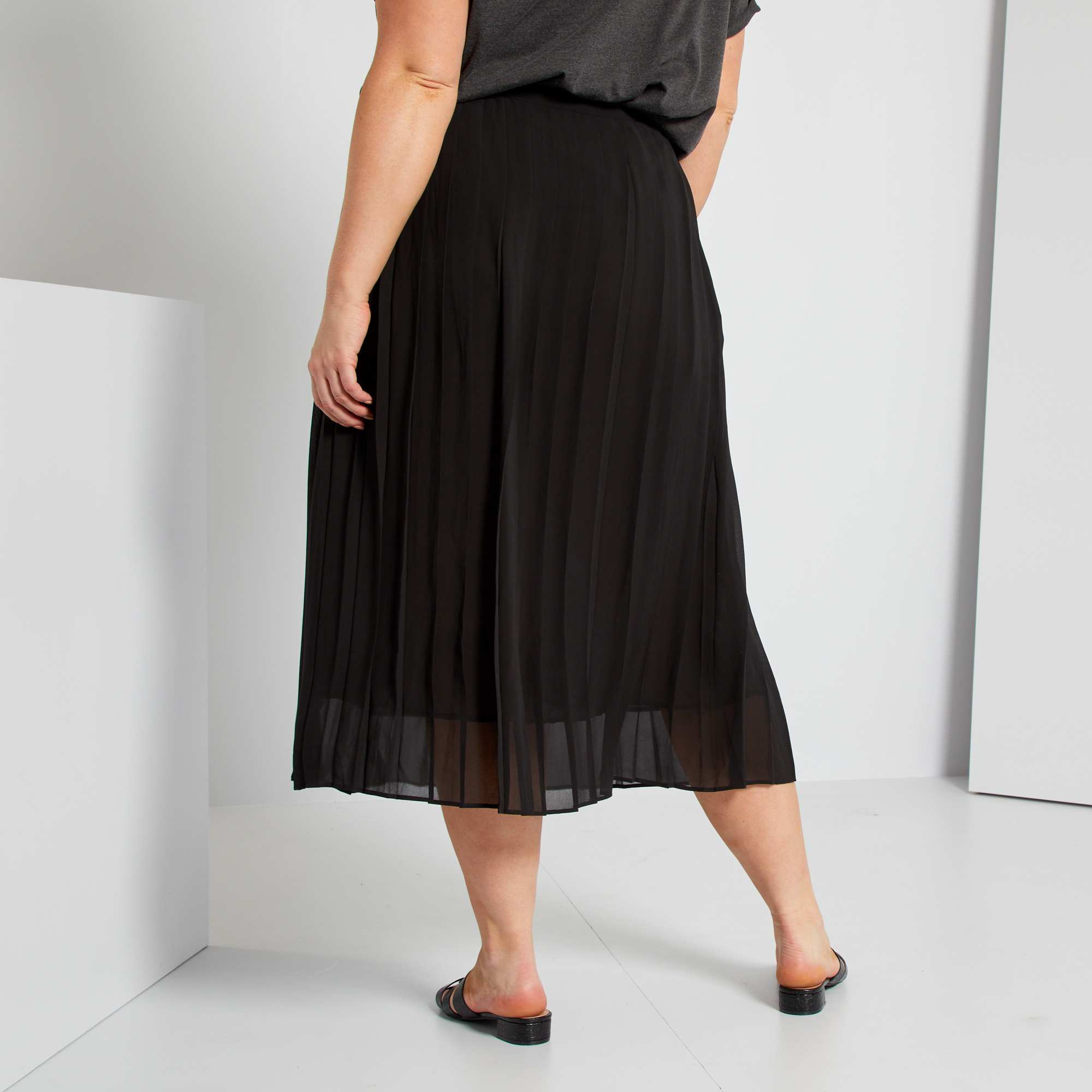 Gonna Lunga Plissettata Donna Vita Elastica - Maxi Gonna In Poliestere, Comoda Ed Elegante - Foto 9