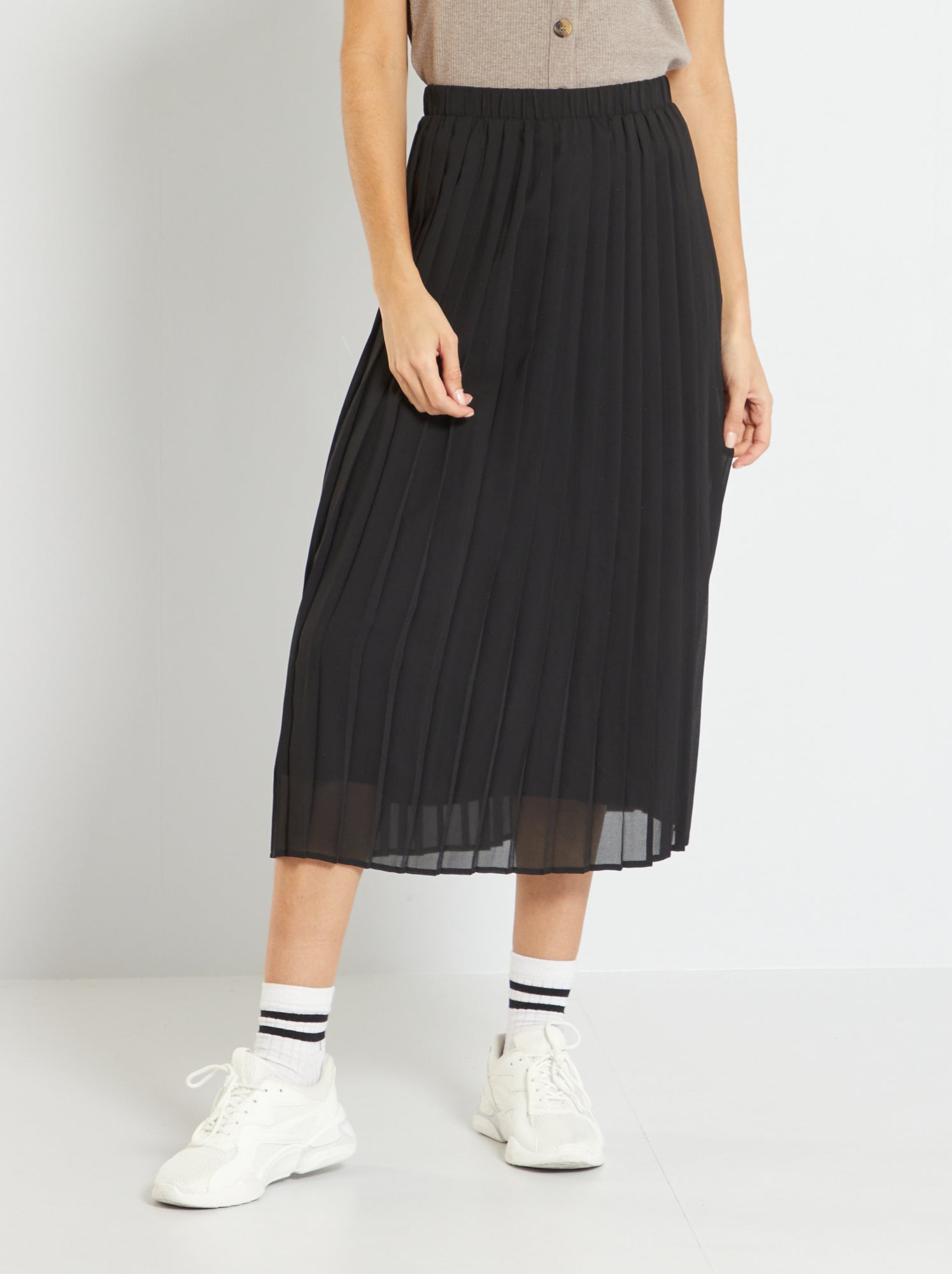 Gonna Lunga Plissettata Donna Vita Elastica - Maxi Gonna In Poliestere, Comoda Ed Elegante - Foto 7