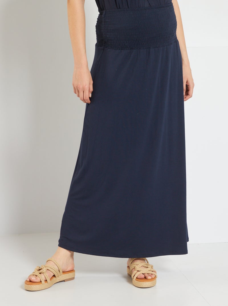 Gonna lunga premaman con punto smock blu - Kiabi