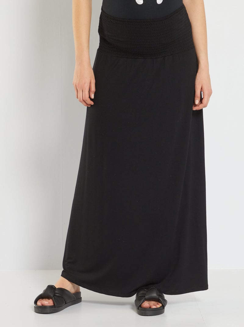 Gonna lunga premaman con punto smock Nero - Kiabi
