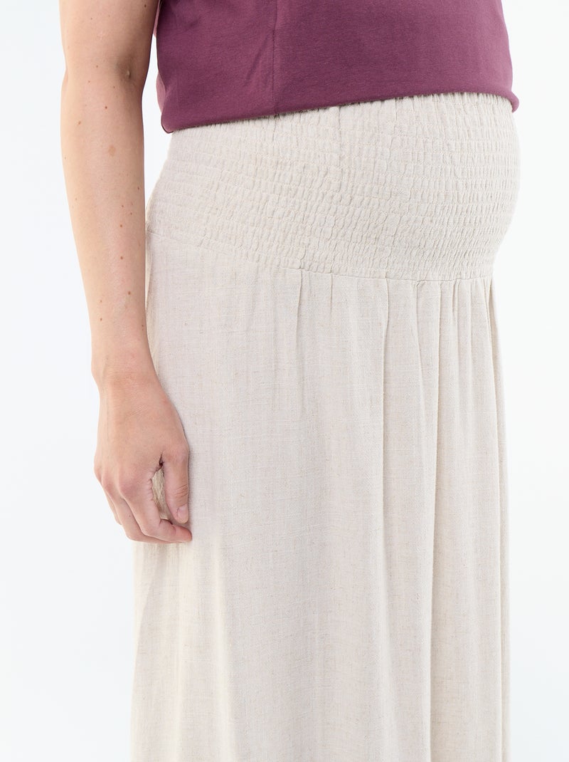Gonna lunga premaman in lino Beige - Kiabi