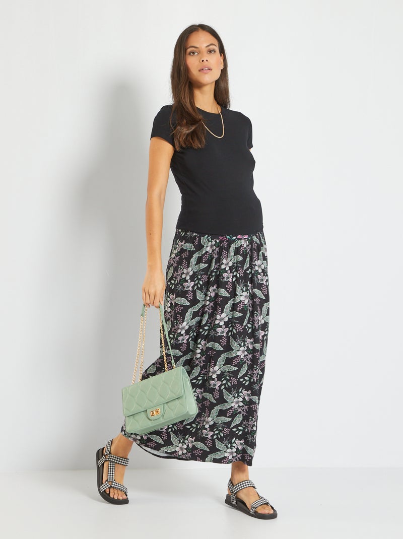 Gonna lunga premaman morbida in maglia stretch NERO - Kiabi