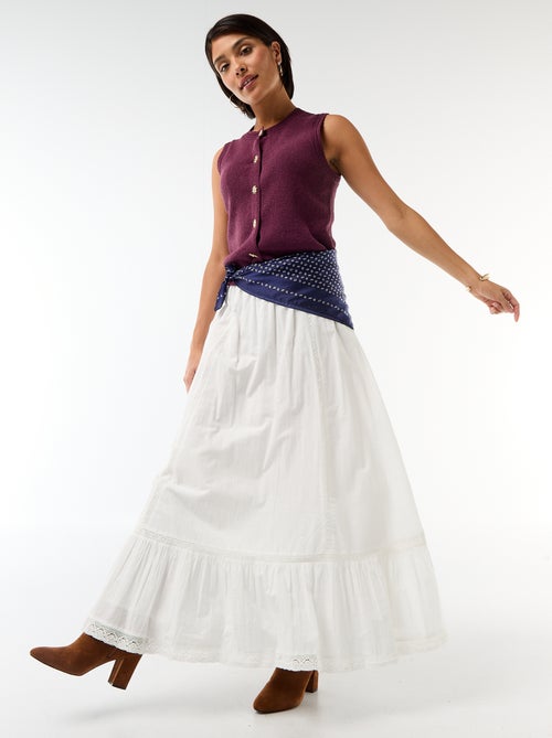 Gonna lunga svasata con macramè - Kiabi