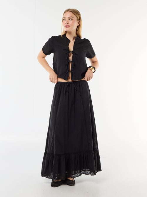 Gonna lunga svasata con macramè - Kiabi