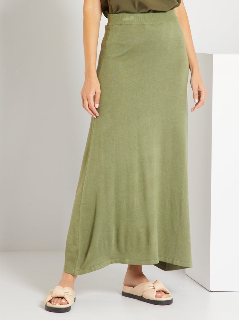 Gonna lunga svasata in maglia KAKI - Kiabi