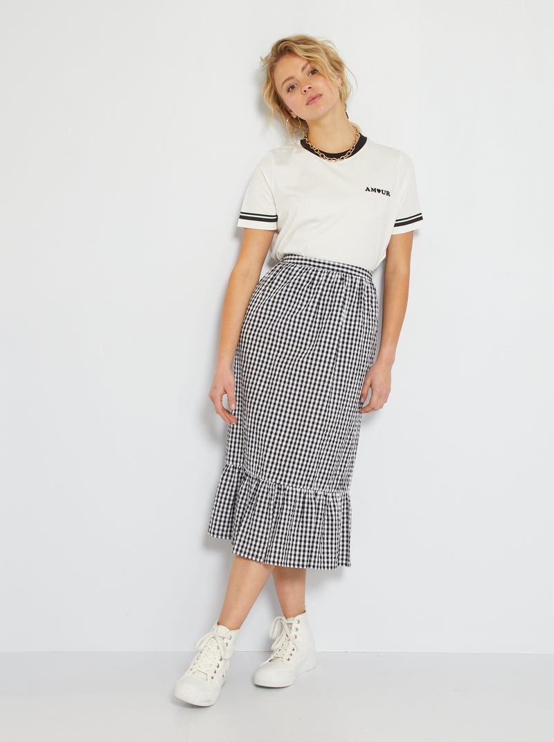 Gonna lunga vichy NERO - Kiabi