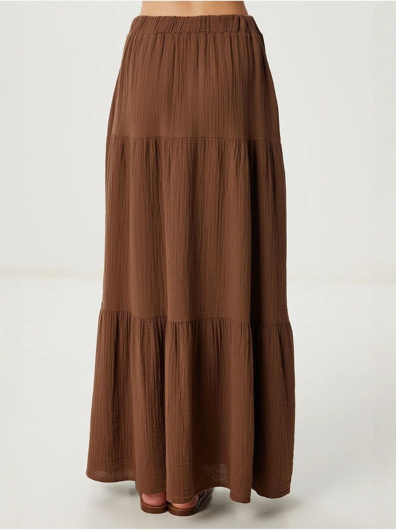 Gonna maxi a-line vita alta istanbul Marrone cioccolato - Kiabi