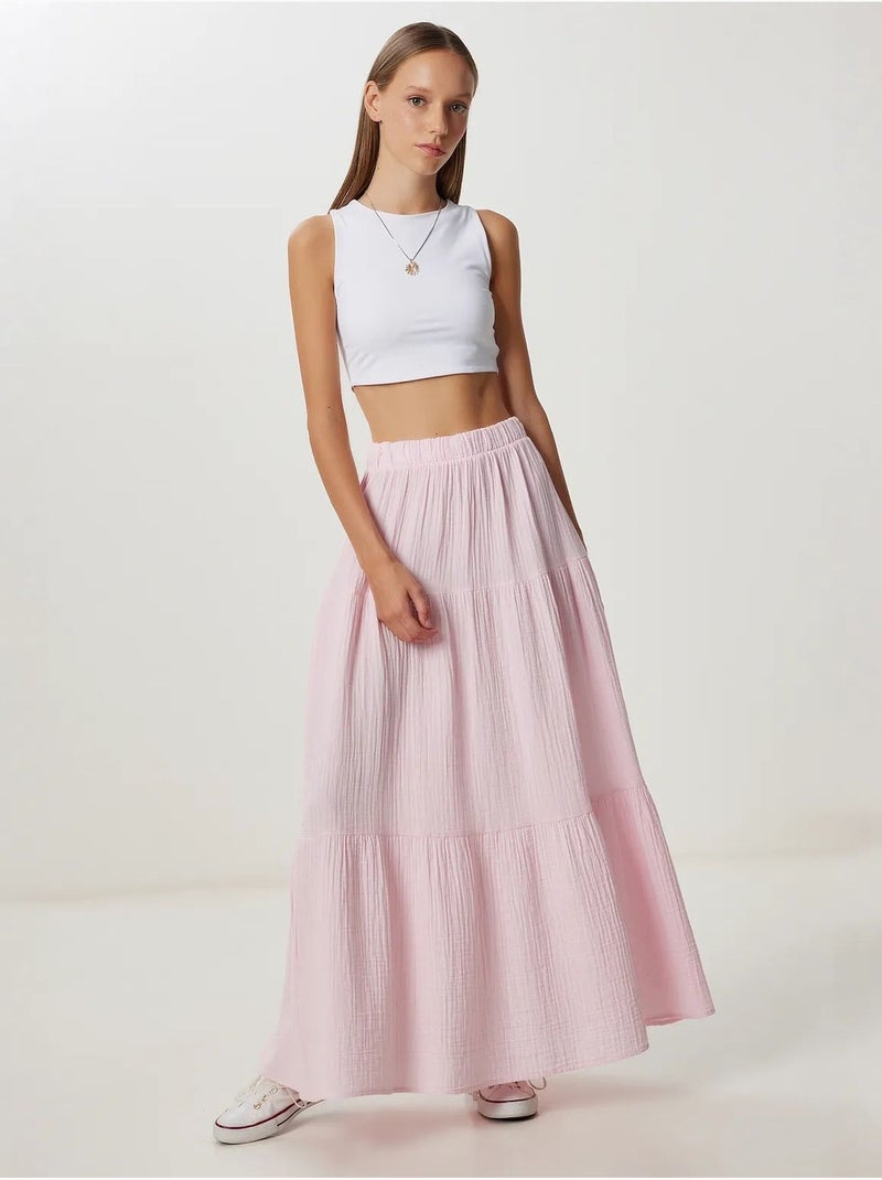 Gonna maxi a-line vita alta istanbul Rosa antico - Kiabi